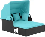 Rattan Daybed With Retractable Canopy, Patiojoy Wicker Sun Lounger 2. Fixed Price $513.99.