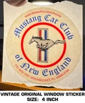 Mustang Car Club Of New England - Vintage Original Window Decal Sticker 90'S. Fixed Price $9.45.