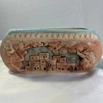 Vtg Mid Century Pottery Rectangle Pink Stones Trough Planter Southwestern. Fixed Price $17.49.