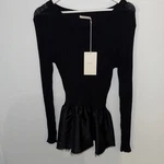 Marle Nz Sz 12 Designer Black Peplum RRP$300 Bnwt Cotton / Merino (yoli Top). Fixed Price $53.27.