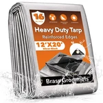 12X20FT Waterproof Tarp, 16 Mil Heavy Duty Tarps With Reinforced Edges/brass .... Fixed Price $51.32.