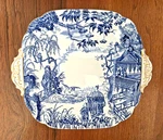Royal Crown Derby Blue Mikado Square Handled Cake Plate 11 X 9.5, Dated 1933. Fixed Price $64.99.
