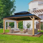 Eagle Peak 13X15 Hardtop Wood Gazebo With Galvanized Steel Double Roof. Fixed Price $1899.89.
