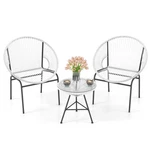 Patiojoy 3PCS Acapulco Furniture Bistro Set Plastic Rope Glass Table Grey. Fixed Price $119.99.