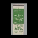 Matchbook Cover - California Cole's Snack Bar Garden Grove,. Fixed Price $5.95.