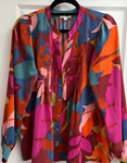 New Easel Oversized Printed Tunic Top Women Pintuck Button Up Blouse Small. Fixed Price $22.79.