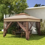 11'X11' Outdoor 2-TIER Pop Up Gazebo Portable Party Tent W/ Netting, Khaki. Fixed Price $149.99.