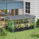 Outsunny Galvanized Raised Garden Bed With Crop Cage & Shade Cloth. Fixed Price $77.99.