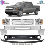 Front Bumper Chrome & Grille Assembly Kit For 2007-2013 Chevrolet Silverado 1500. Fixed Price $681.81.