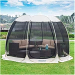 Pop Up Hexagon Screen Shelter Mesh Walls 10'X10' Beige. Fixed Price $314.99.