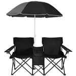 Comfortable Double Folding Picnic Chair With Umbrella Cooler Beach Fun. Fixed Price $79.99.
