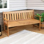 2-PERSON Meranti Wood Outdoor Bench With Pop-up Table By Sunnydaze. Fixed Price $285.00.