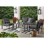 Mainstays Dashwood 4-PIECE Outdoor Patio Conversation Set, Seats 4, Gray. Fixed Price $499.00.