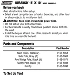 Durango Coleman Pop Up Tent 15'X10' User Manual Free Shipping. Fixed Price $11.99.