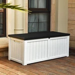 Yitahome 120 Gallon Large Deck Box, Resin Outdoor Storage W/lockable Black. Fixed Price $496.99.