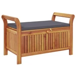 Vidaxl Garden Storage Bench, Solid Acacia Wood, Gray Cushion Included, Classic. Fixed Price $266.99.