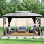Domi Outdoor 10X14FT Double Fabric Roof Gazebo W/curtain&nets For Backyard,lawn. Fixed Price $439.99.