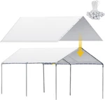 12 X 20 Ft Heavy Duty Carport Canopy Waterproof Garage Shelter Tarp White. Fixed Price $75.61.