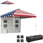 Outsunny 10' X Pop Up Canopy Tent With Sidewall, American Flag Print. Fixed Price $121.24.
