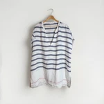 Athleta Coastal White Blue Linen Blend Tunic Top Beach Cover Up Luxe Dress Xl. Fixed Price $25.50.