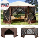 * 12FT 6 Sided Pop-up Canopy Shelter Tent With Mesh Windows, Portable Carry. Fixed Price $301.86.