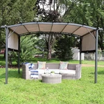 9 Ft X 12 Metal Arched Pergola With Retractable Canopy - Gray By Sunnydaze. Fixed Price $299.67.