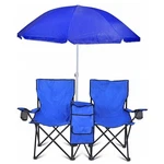 2-PERSON Folding Chair W/ Cooler & Umbrella Outdoor Beach Picnic Camp Seat. Fixed Price $65.95.