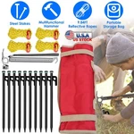 Tent Stakes Camping Hammer Pegs Kit Set Canopy Tools+ Rope Portable. Fixed Price $36.34.