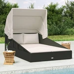 Vidaxl Patio Sunbed Black Pe Rattan, Powder-coated Steel, Polyester Double. Fixed Price $446.54.