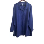 Catherines Women Tunic Top 32 Royal Blue Button Up Career Workwear Classic New. Fixed Price $19.59.