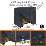 4' Log Rack Cover For 48X24" Outdoor Patio Four Foot Firewood Storage - Black. Fixed Price $99.95.