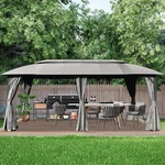 Domi Outdoor 10X20FT Double Fabric Roof Gazebo W/curtain&nets For Backyard,lawn. Fixed Price $464.99.