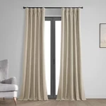 Exclusive Fabrics & Furnishings Light Tan Blackout Curtain Pair 50 W 108. Fixed Price $44.99.