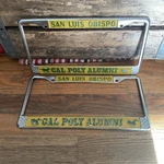 Vintage Poly Alumni Metal License Plate Frame Set San Luis Obispo California. Fixed Price $74.95.