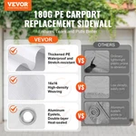 Carport Replacement Canopy Cover Side Wall 10 X 20 Ft, Garage Tent Shelter Tarp. Fixed Price $104.11.