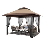 Garvee 12'X12' Pop-up Gazebo Double Roof Canopy Tent W/ Mosquito Netting Khaki. Fixed Price $143.99.