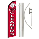 Cleaners Full Curve Windless Swooper Flag Pole Kit Laundry. Fixed Price $80.95.