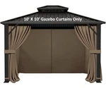 Aoodor 10'X10' Gazebo Curtain 4-PANEL Universal Replacement Privacy Walls Brown. Fixed Price $62.99.