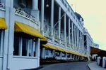 Vintage Slide Photo Classic Hotel Facade With Striking Yellow Awnings. Fixed Price $10.00.