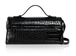 Aqua East West Top Handle Bag Croc Embossed Black Gunmetal. Fixed Price $70.58.