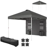 Outsunny 10' X Pop Canopy Tent With Sidewall UPF50+ Dark Gray. Fixed Price $99.70.