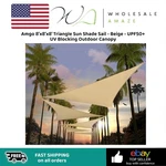 Amgo 8'X8'X8' Triangle Sun Shade Sail - Beige UPF50+ Uv Blocking Outdoor. Fixed Price $34.99.