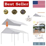 10X20 Ft Polyethylene Canopy Cover With 44 Bungee Cords For Easy Installation. Fixed Price $76.97.
