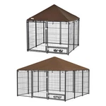 Outdoor Dog House Kennel With Canopy Top & Secure Lock Rotating Bowl Holder. Fixed Price $229.99.