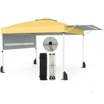 10X17 Ft Pop Up Canopy Tent With Dual Adjustable Awnings, Silver-coated Fabric. Fixed Price $109.99.