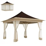 Outsunny 12 X Ft. Pop Up Canopy Tent, Instant Shelter, Brown. Fixed Price $146.99.
