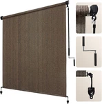 Mocha Outdoor Roller Shade 8' X - Fabric Blind For Patio & Porch. Fixed Price $133.99.