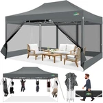 10X15 Heavy Duty Pop Up Canopy With 4 Sidewalls, Tent Mosquito Ne.... Fixed Price $330.80.