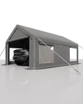 Portable Garage Carport 10X20 Ft 200G Pe Tarp Gray Roll Up Doors Garveelife Rear. Fixed Price $299.99.