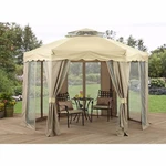 Gazebo Hexagon Garden Patio Shade Tent Canopy Netting Screen Steel Frame Zippers. Fixed Price $347.77.